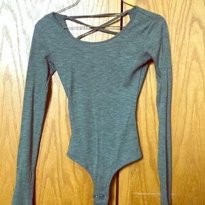 Olive lace up back body suit